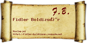 Fidler Boldizsár névjegykártya